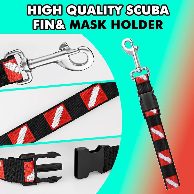 Dawitrly Scuba BC Fin and Mask Holder, Diving Flippers and Mask Keeper with Quick Release Loop Lanyard and Stainless Steel Swivel Clip, Nylon Dive Flag Webbing Strap for Diving, Fishing Equipment - Image 4